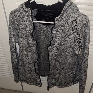 Calvin Klein Performance Gray Sweater space-dye zip-up hoodie/sweat size M